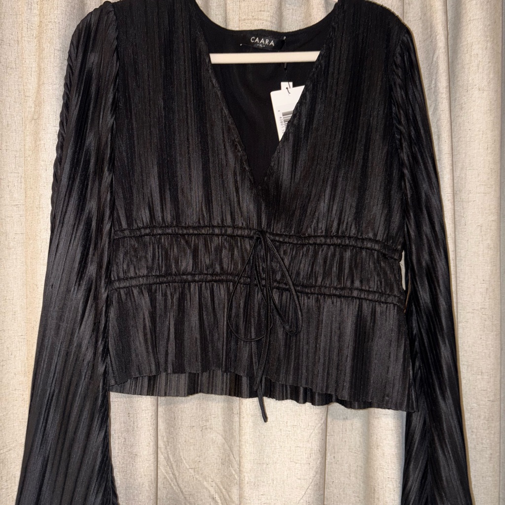 Caara Black Pleated Women's Blouse